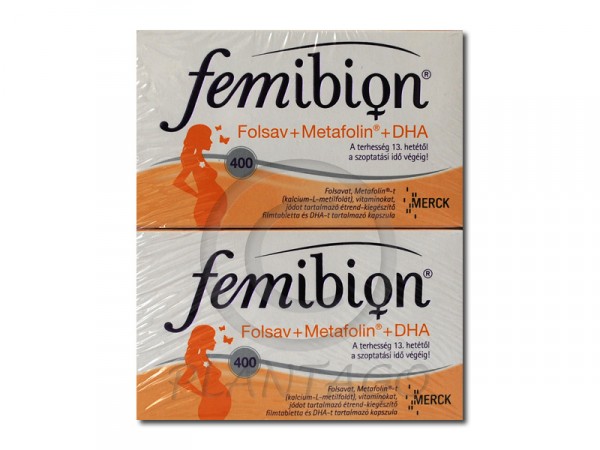 Femibion 400+DHA folsav metafolin tabletta 2x60